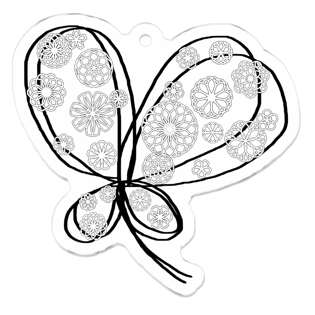 アクリルキーホルダー（コーティング）・蝶のような四つ葉のクローバー２