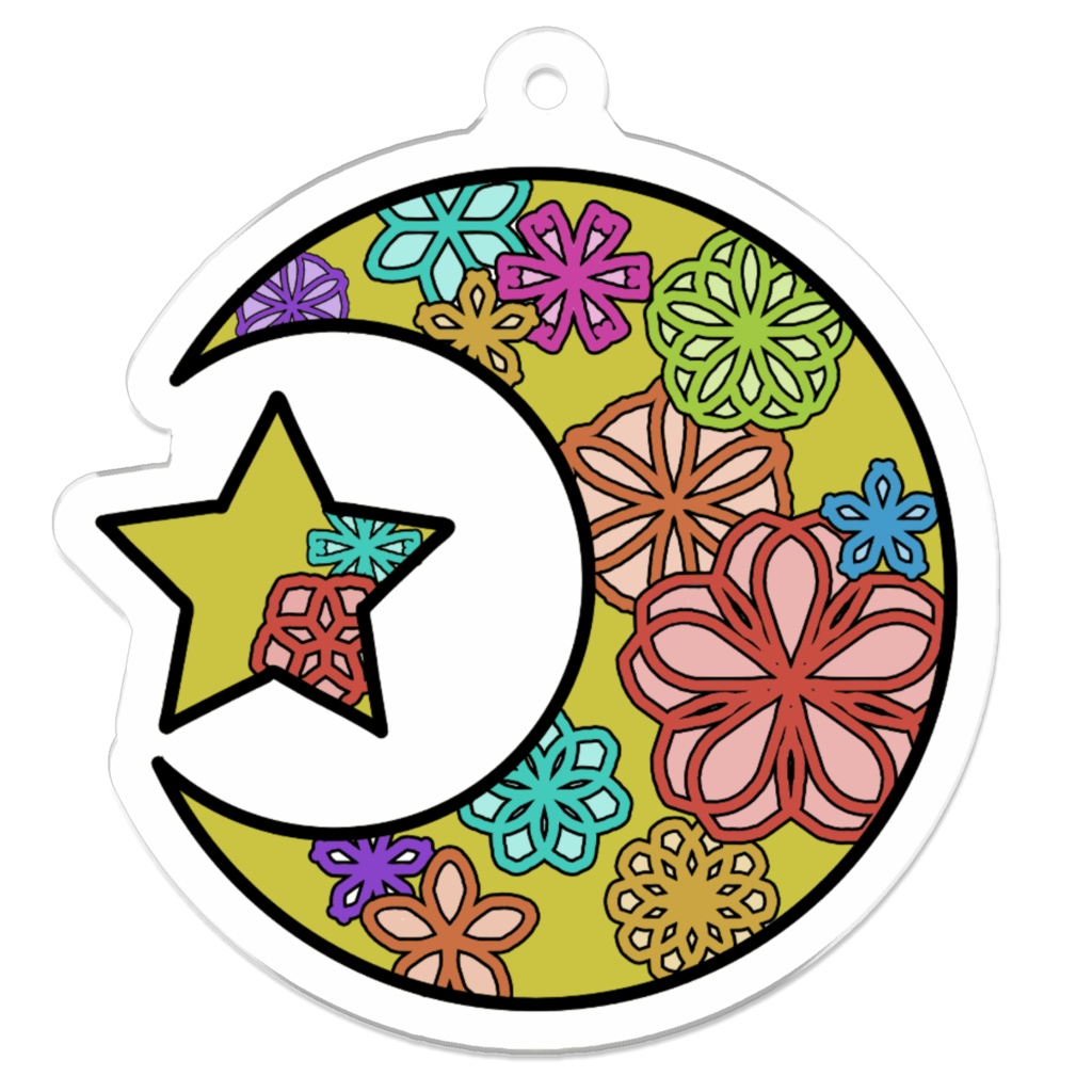 アクリルキーホルダー・月に咲く花1