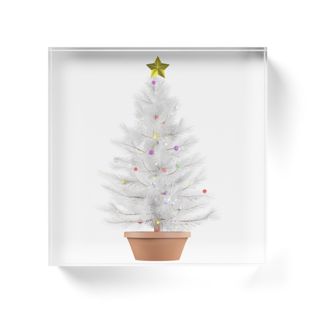 アクリルブロック・ホワイトクリスマスツリー