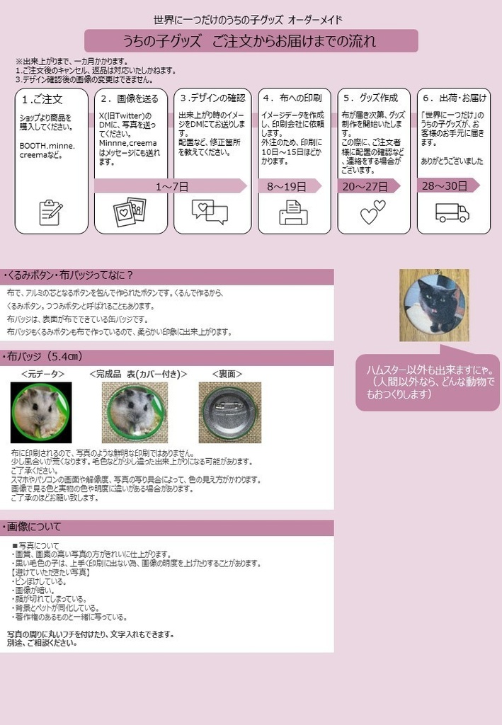 うちの子 布バッジ(5.7㎝)オーダーメイド(30日ほどお時間いただきます)