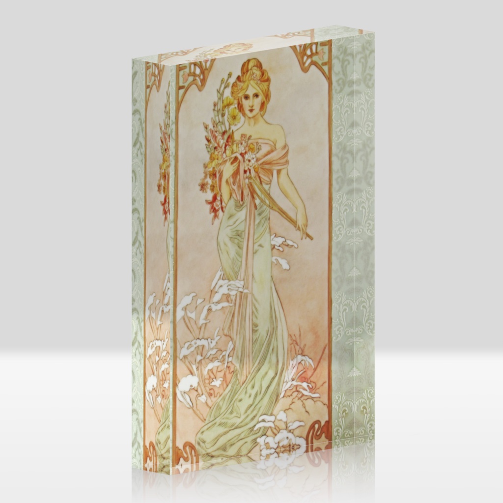 Mucha・The Four Seasons : Spring・アクリルブロック