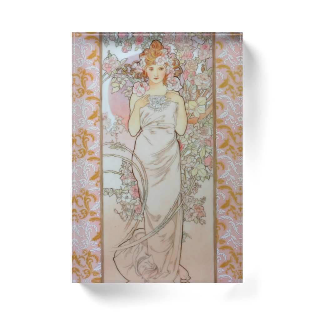 Mucha The Four Flowers "Rose"・アクリルブロック