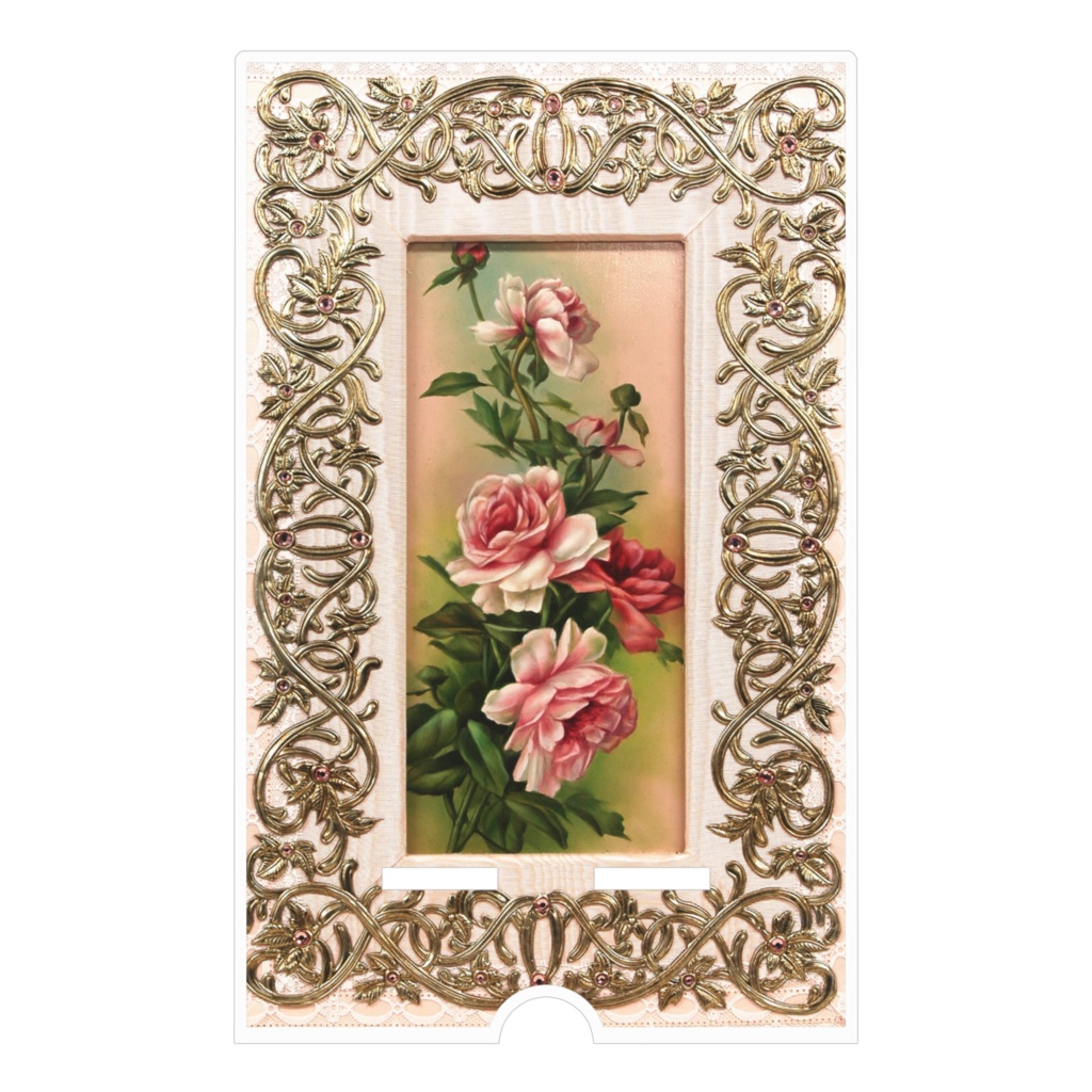 メタルフレームのピンク薔薇