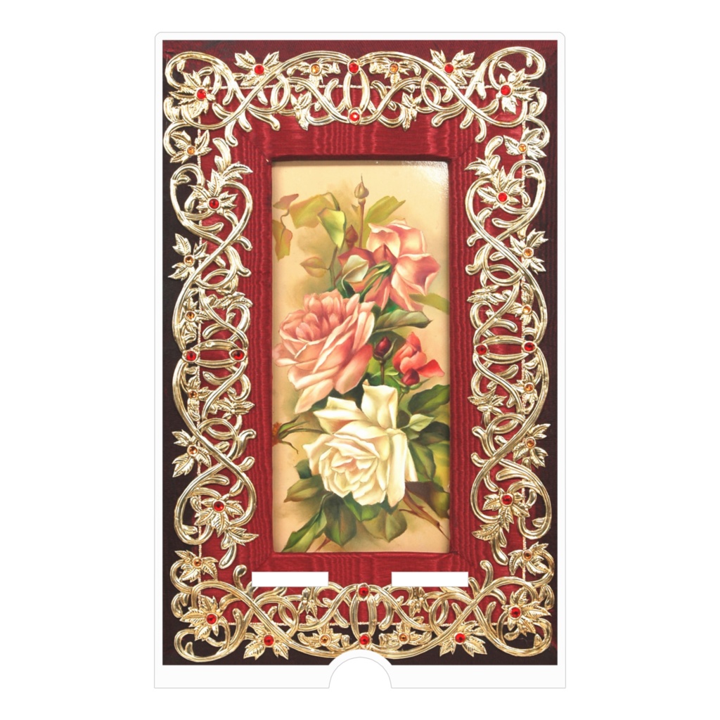 メタルフレームの白&ピンク薔薇