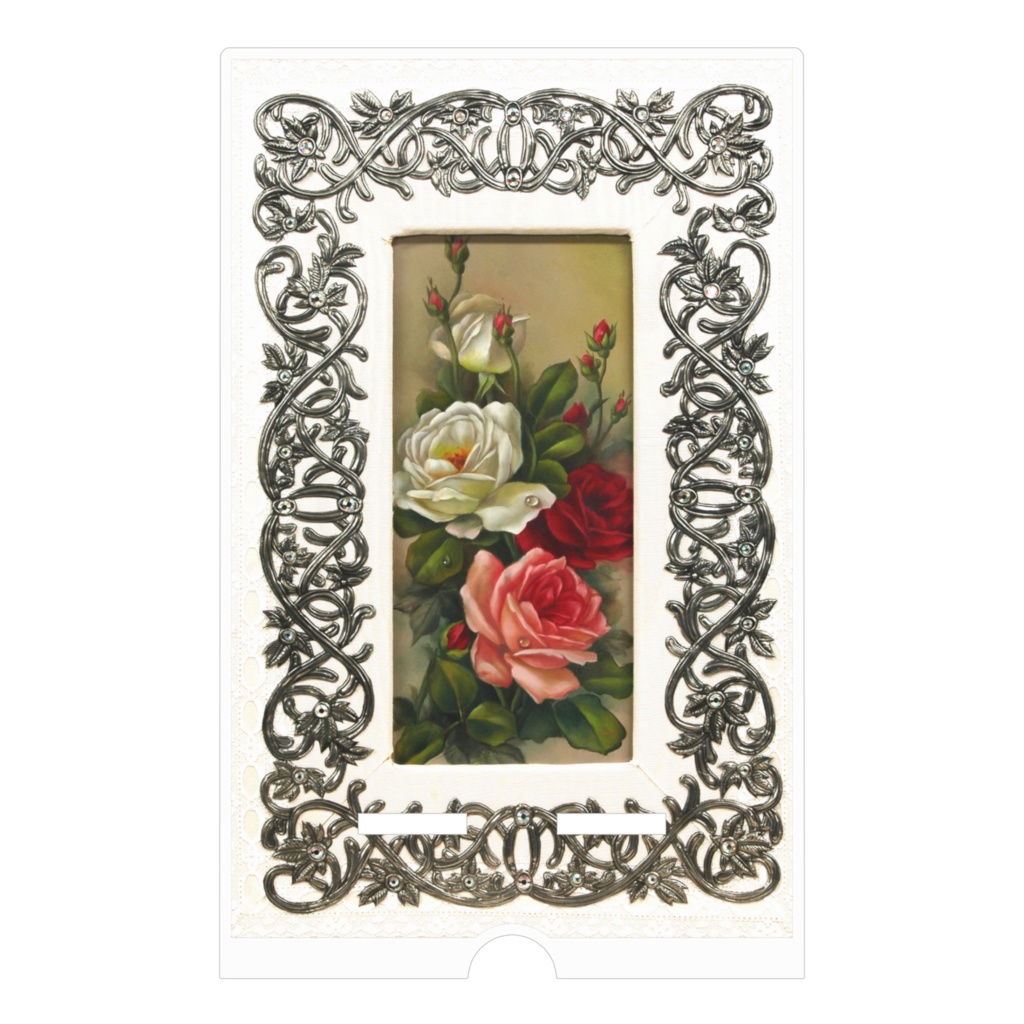 メタルフレームの白&ピンク・赤薔薇