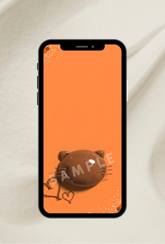 ぷっくりオレンジねこスマホ壁紙（１種類）