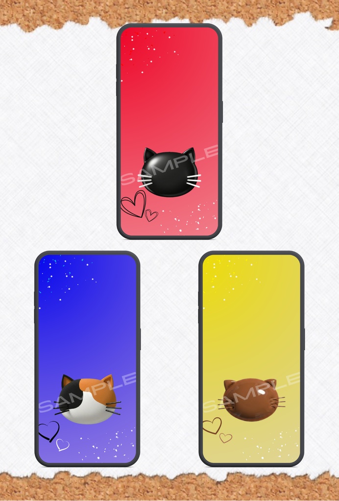 ねこスマホ壁紙②（3色セット）