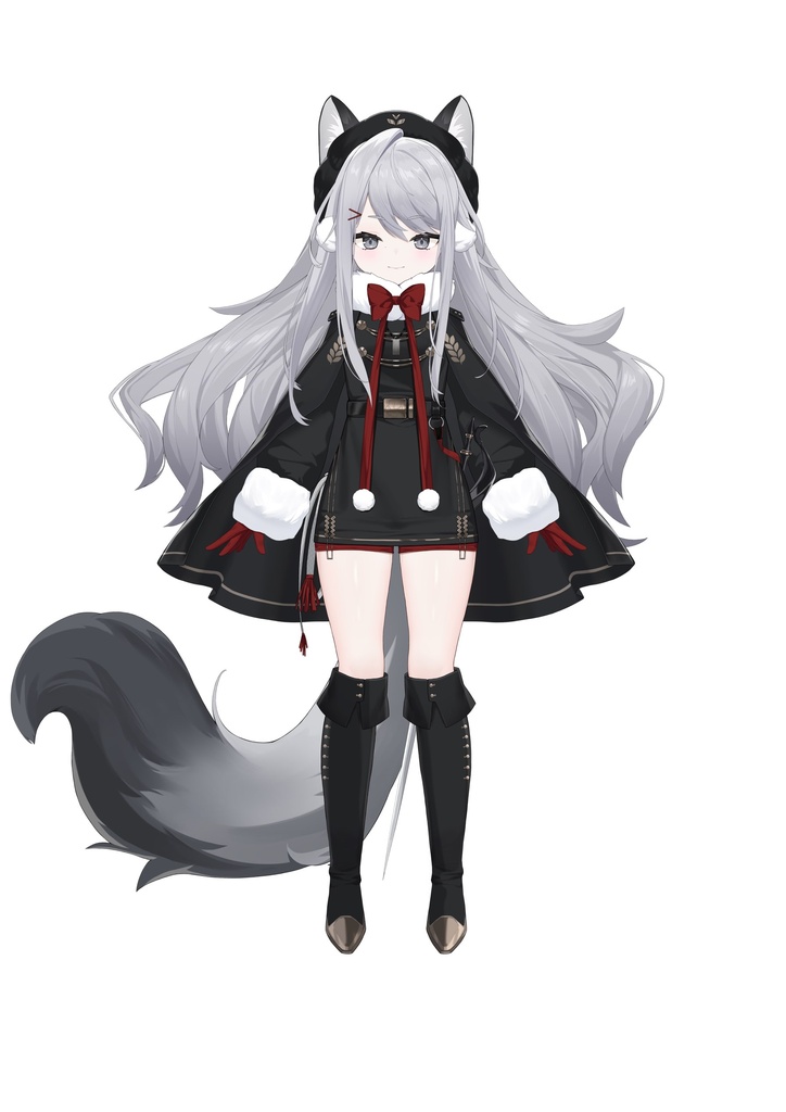 【Live2Dパーツ分け済みPSD】Siberian big-tailed, big-eared gray wolf female officer/シベリアの大尻尾大耳灰狼女性将校【限定1点】