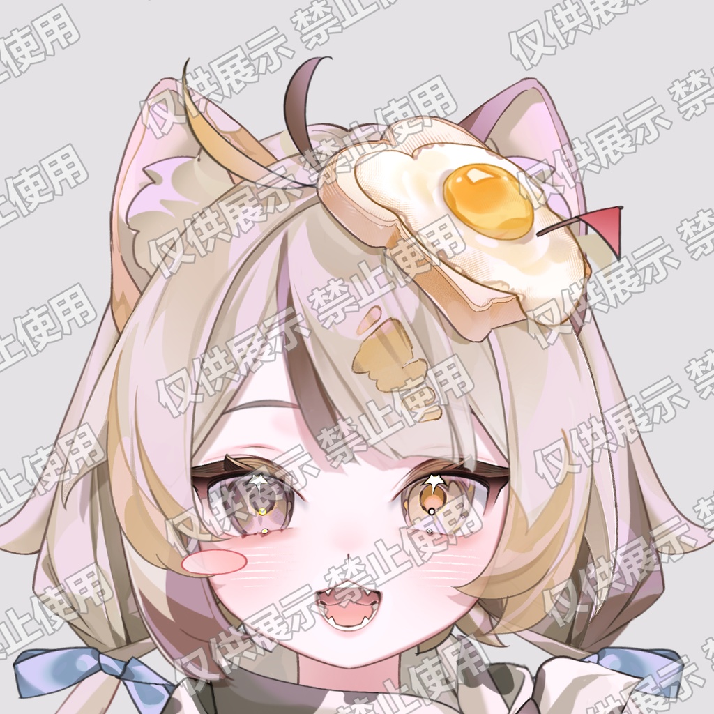 【1点限定】目玉焼き猫耳少女 立ち絵PSDデータ(Live2D用パーツ分け済み)