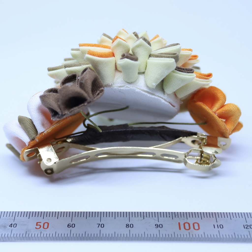 *T_017*【送料込】つまみ細工 バレッタ(オレンジ)