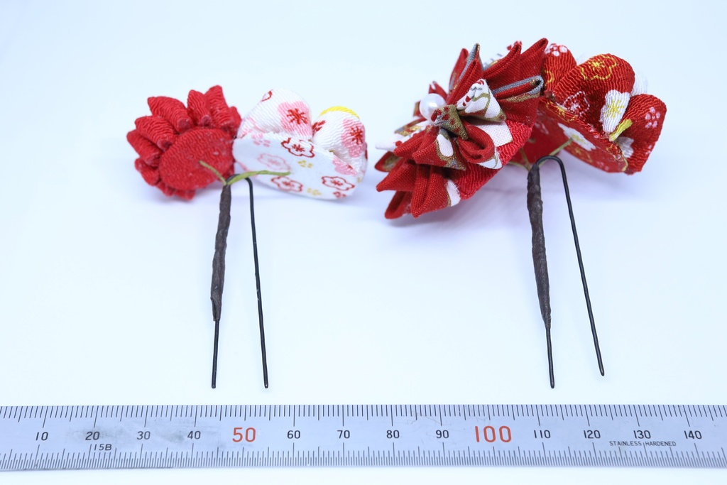 *T_021*【送料込】つまみ細工 髪飾りセット(赤)