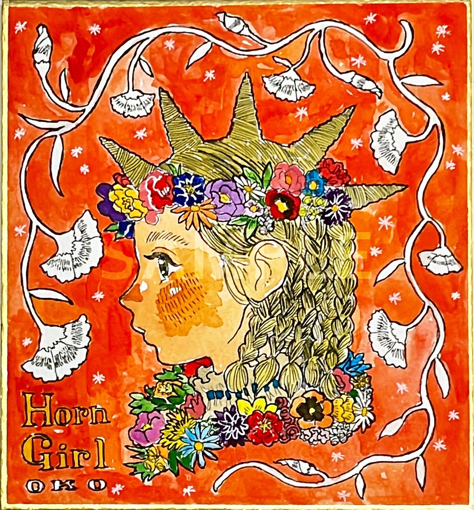 色紙原画「Horn Girl」