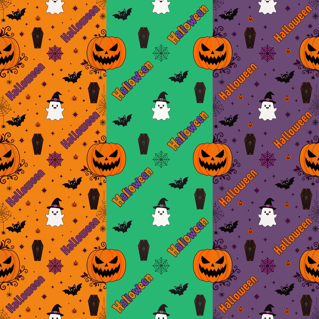 ハロウィン　シームレスデジタルペーパー3枚セット｜背景素材・デジタル手帳・壁紙・ラッピング