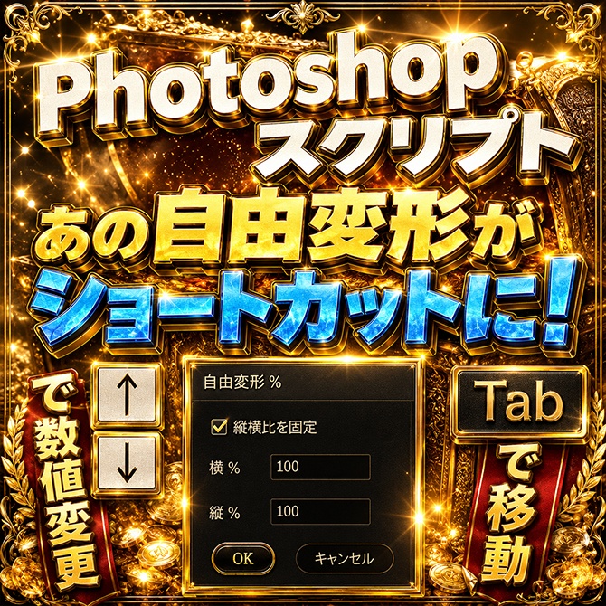 Photoshop 自由変形をショートカット化！サイズ変更を爆速化！