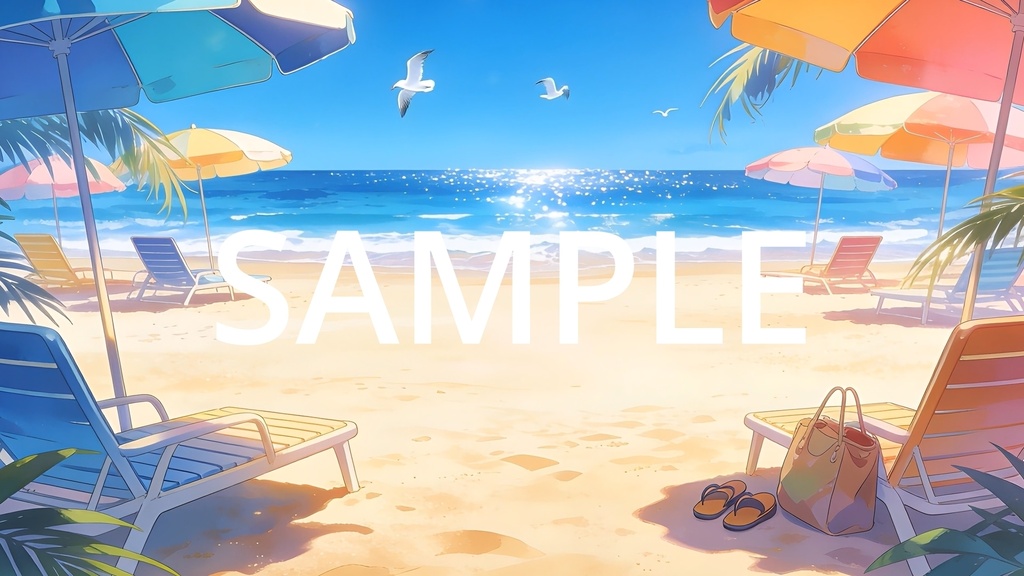 【Vtuber配信向け】夏のビーチリゾート 昼・夕方・夜の3シーン収録【アニメ背景・動画ループ・OBS対応】