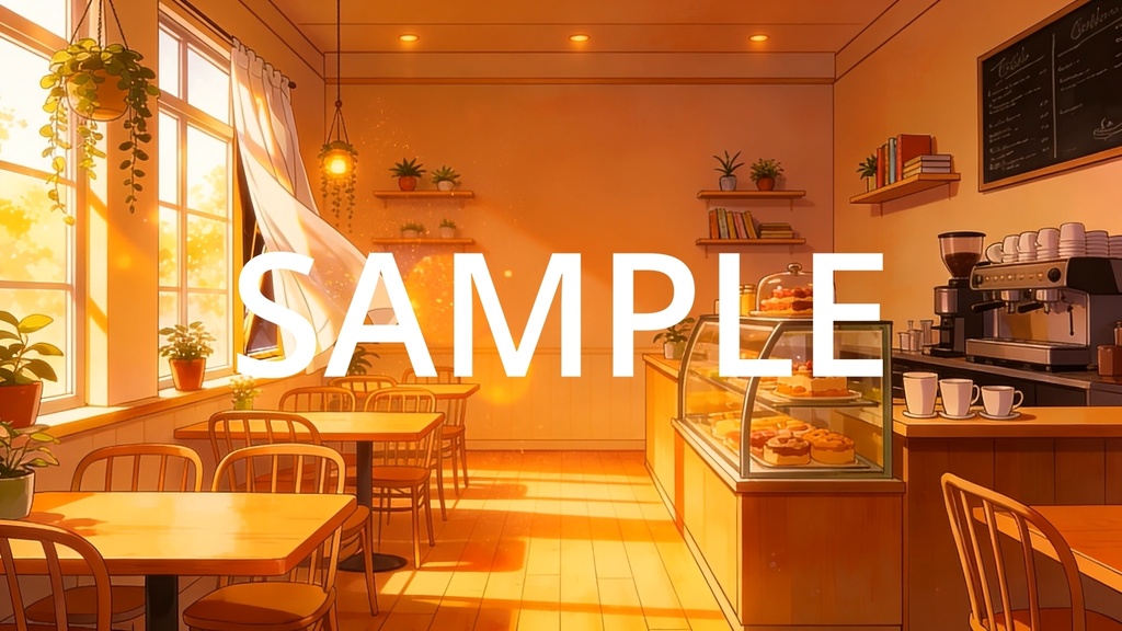 【Vtuber配信向け】おしゃれなカフェ 昼・夕方・夜の3シーン収録【アニメ背景・動画ループ・OBS対応】