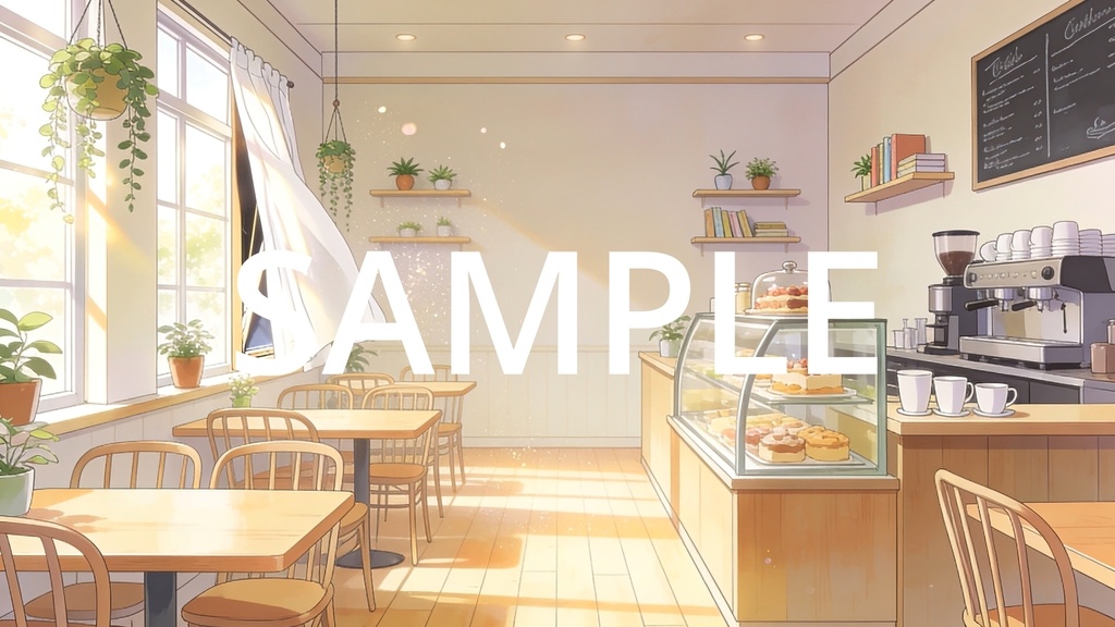 【Vtuber配信向け】おしゃれなカフェ 昼・夕方・夜の3シーン収録【アニメ背景・動画ループ・OBS対応】