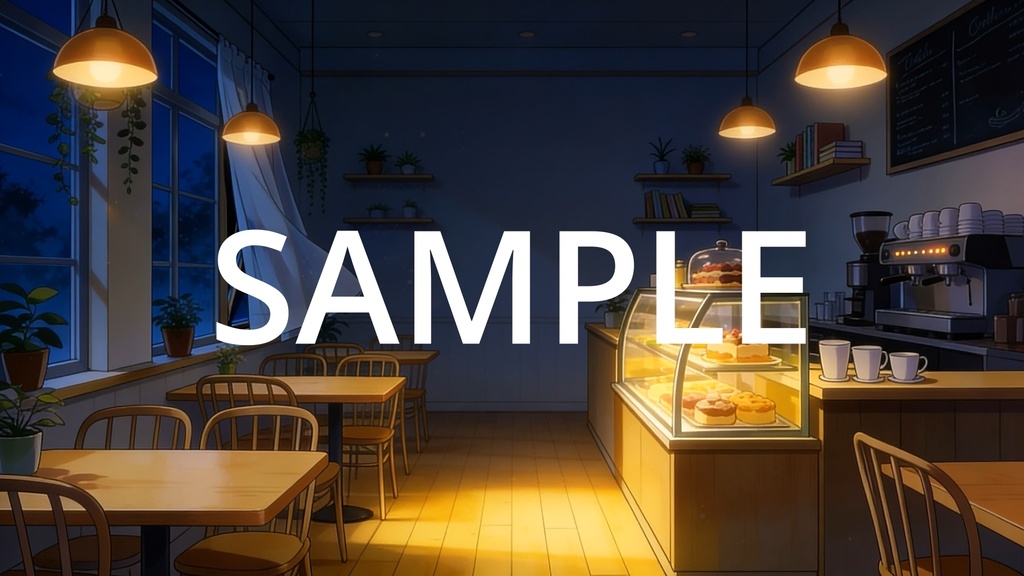 【Vtuber配信向け】おしゃれなカフェ 昼・夕方・夜の3シーン収録【アニメ背景・動画ループ・OBS対応】