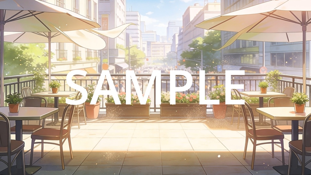 【Vtuber配信向け】カフェテラス 昼・夕方・夜の3シーン収録【アニメ背景・動画ループ・OBS対応】
