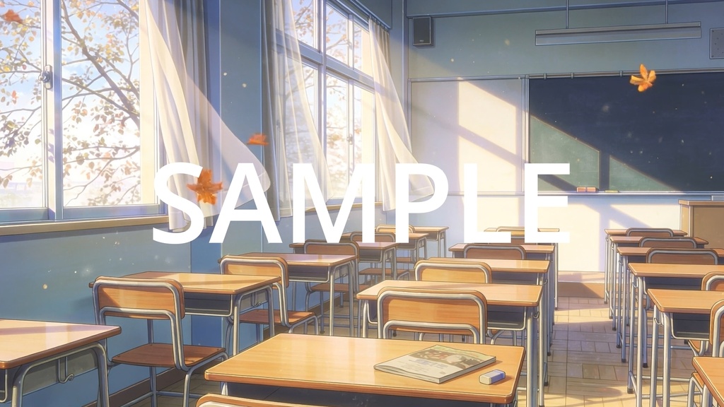【Vtuber配信向け】学校の教室 昼・夕方・夜の3シーン収録【アニメ背景・動画ループ・OBS対応】