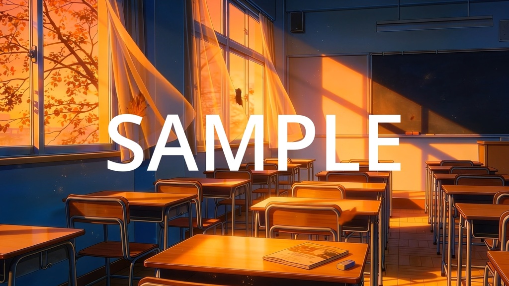 【Vtuber配信向け】学校の教室 昼・夕方・夜の3シーン収録【アニメ背景・動画ループ・OBS対応】