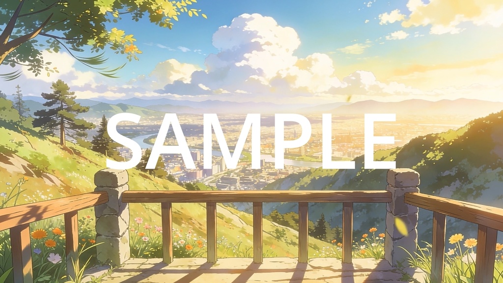 【Vtuber配信向け】丘の上の見晴らし台 昼・夕方・夜の3シーン収録【アニメ背景・動画ループ・OBS対応】