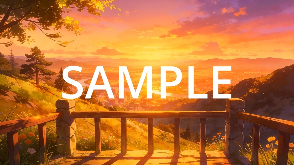 【Vtuber配信向け】丘の上の見晴らし台 昼・夕方・夜の3シーン収録【アニメ背景・動画ループ・OBS対応】