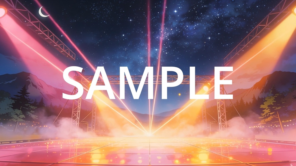 【Vtuber配信向け】屋外フェスステージ 圧巻の照明・炎・スモーク演出【アニメ背景・動画ループ・OBS対応】