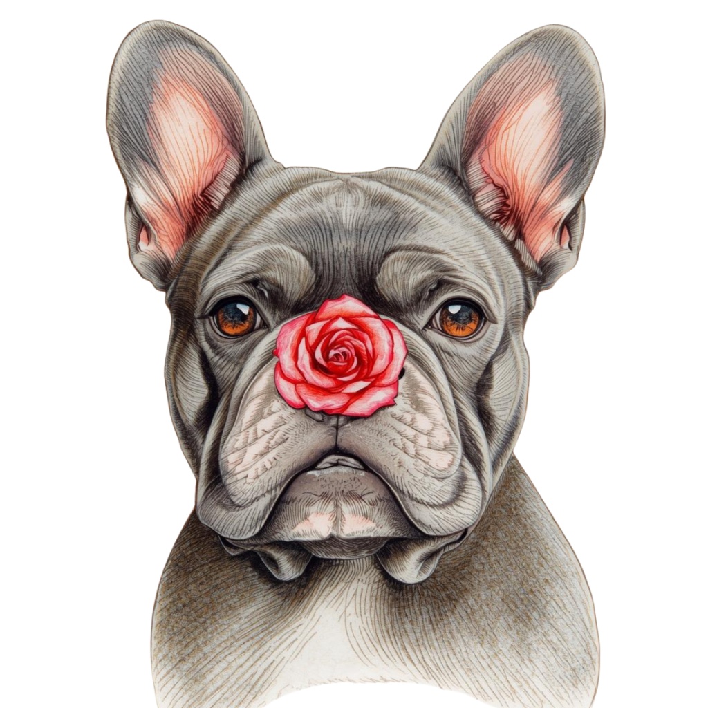 【Dogシリーズ】色鉛筆画風-犬と花の癒しクリップアート20点セット│PNG背景透過