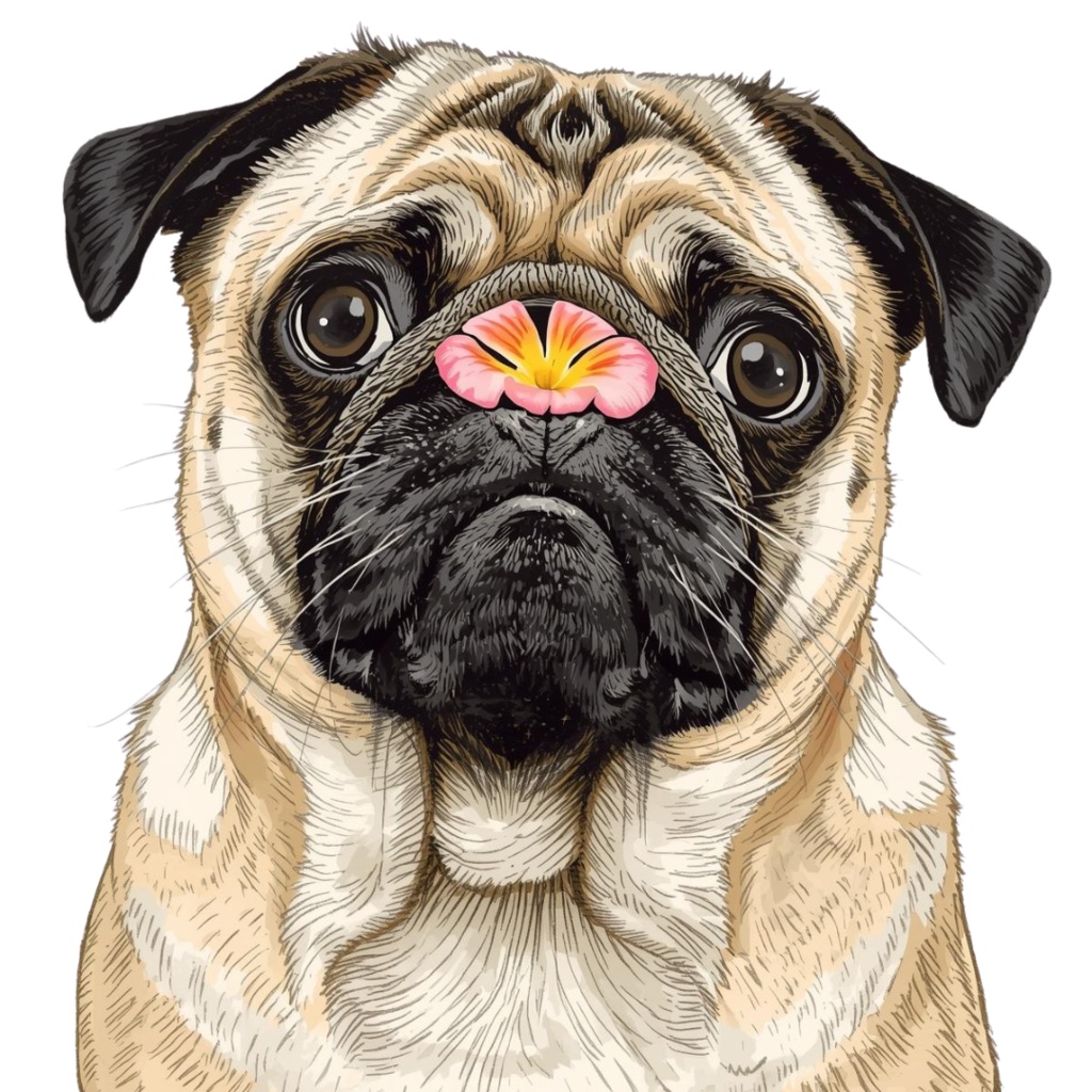 【Dogシリーズ】色鉛筆画風-犬と花の癒しクリップアート20点セット│PNG背景透過