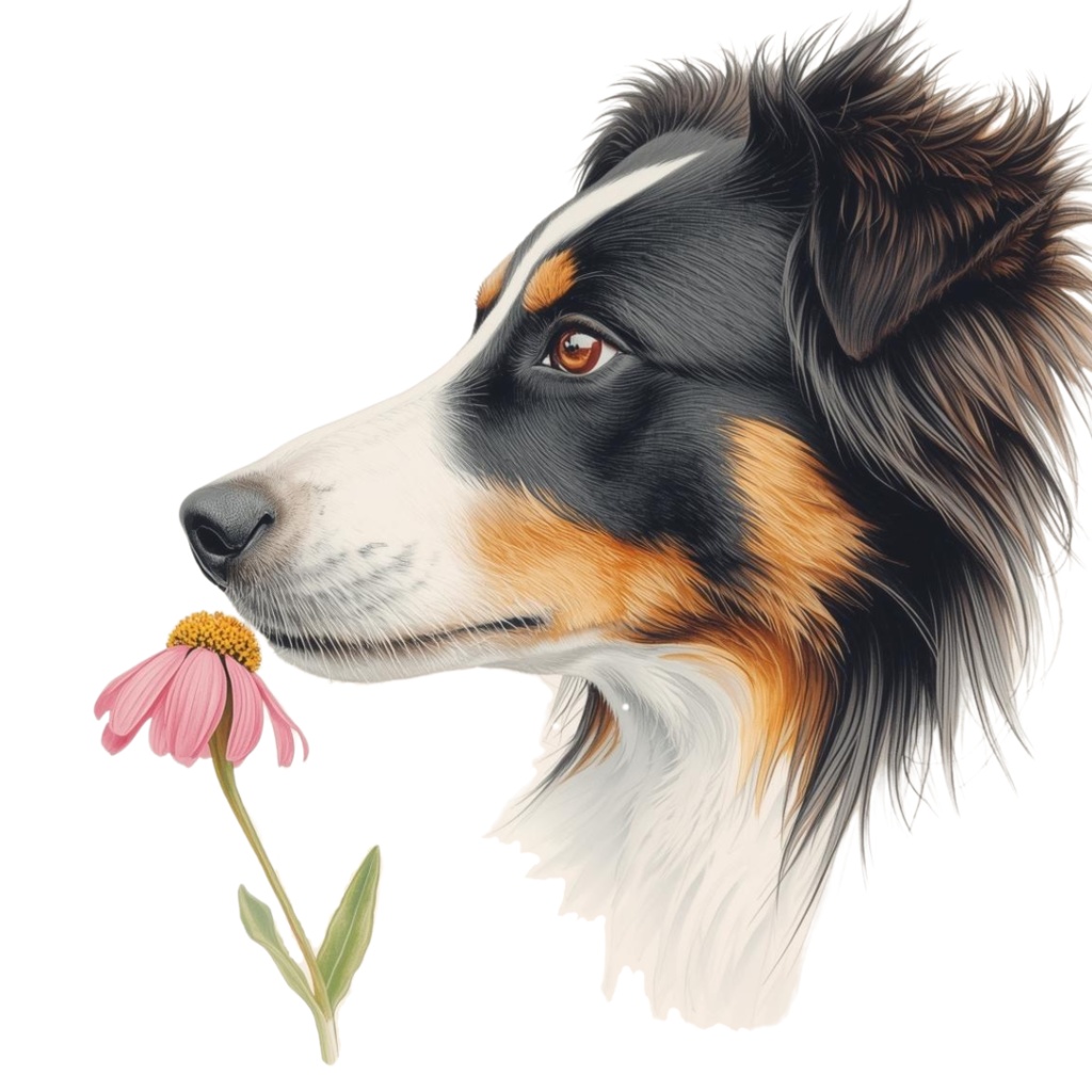 【Dogシリーズ】色鉛筆画風-犬と花の癒しクリップアート20点セット│PNG背景透過