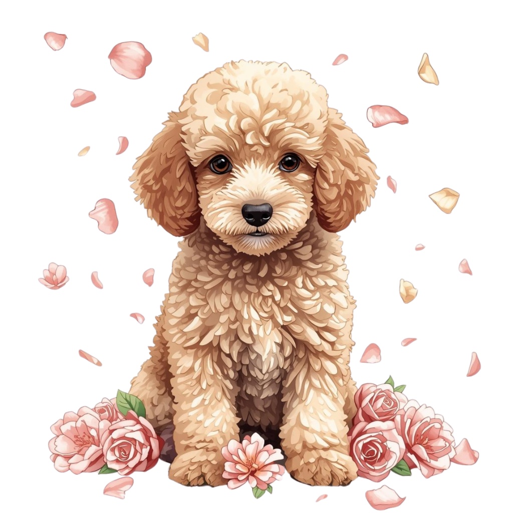 【Dogシリーズ】色鉛筆画風-犬と花の癒しクリップアート20点セット│PNG背景透過