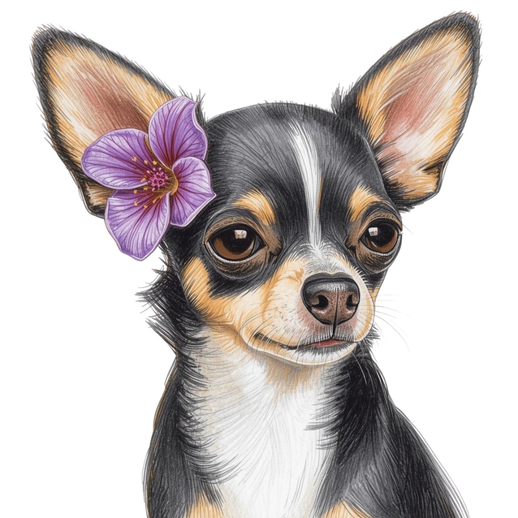 【Dogシリーズ】色鉛筆画風-犬と花の癒しクリップアート20点セット│PNG背景透過