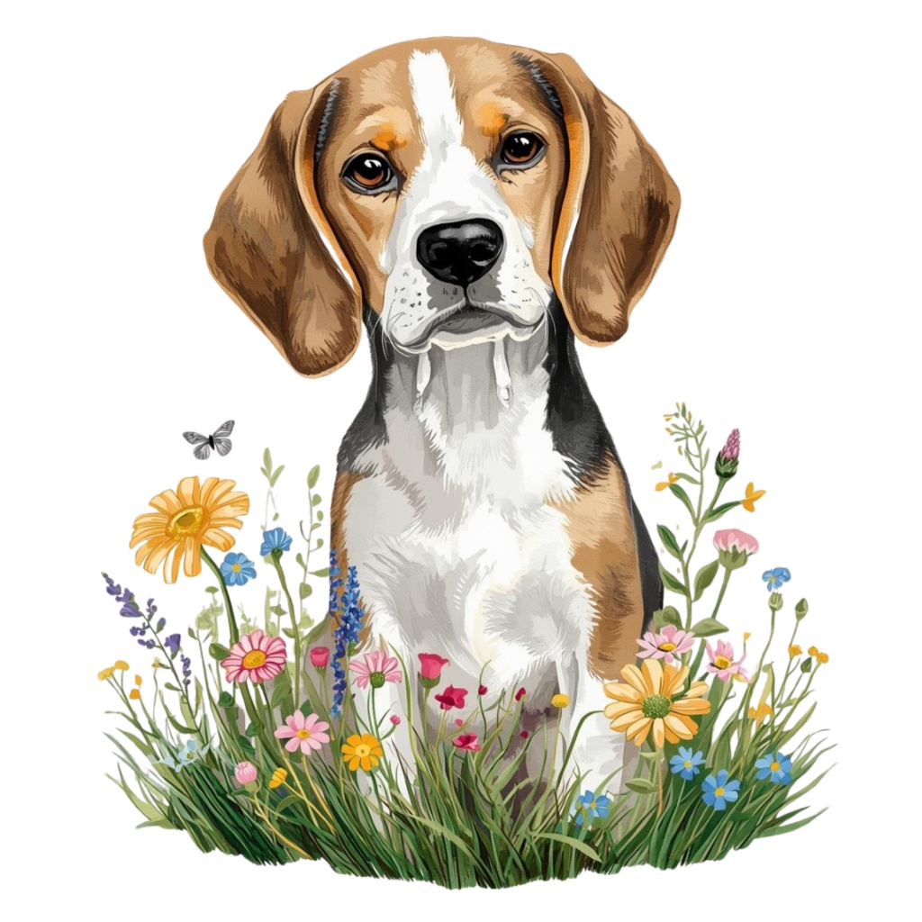 【Dogシリーズ】色鉛筆画風-犬と花の癒しクリップアート20点セット│PNG背景透過