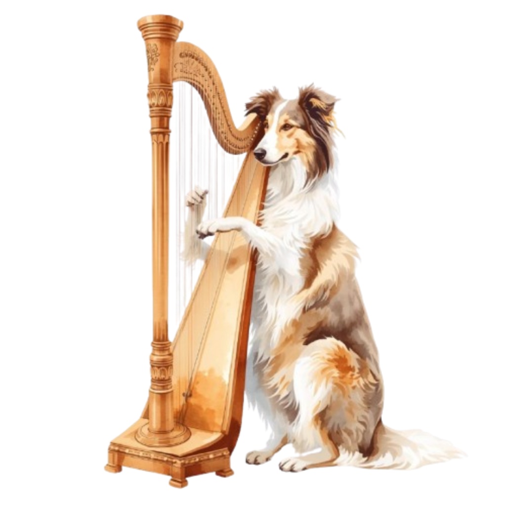 【Dogシリーズ】水彩画風ー楽器を奏でる犬たちのクリップアート20点セット│PNG背景透過