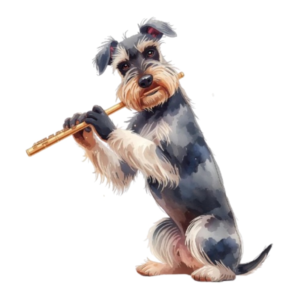 【Dogシリーズ】水彩画風ー楽器を奏でる犬たちのクリップアート20点セット│PNG背景透過