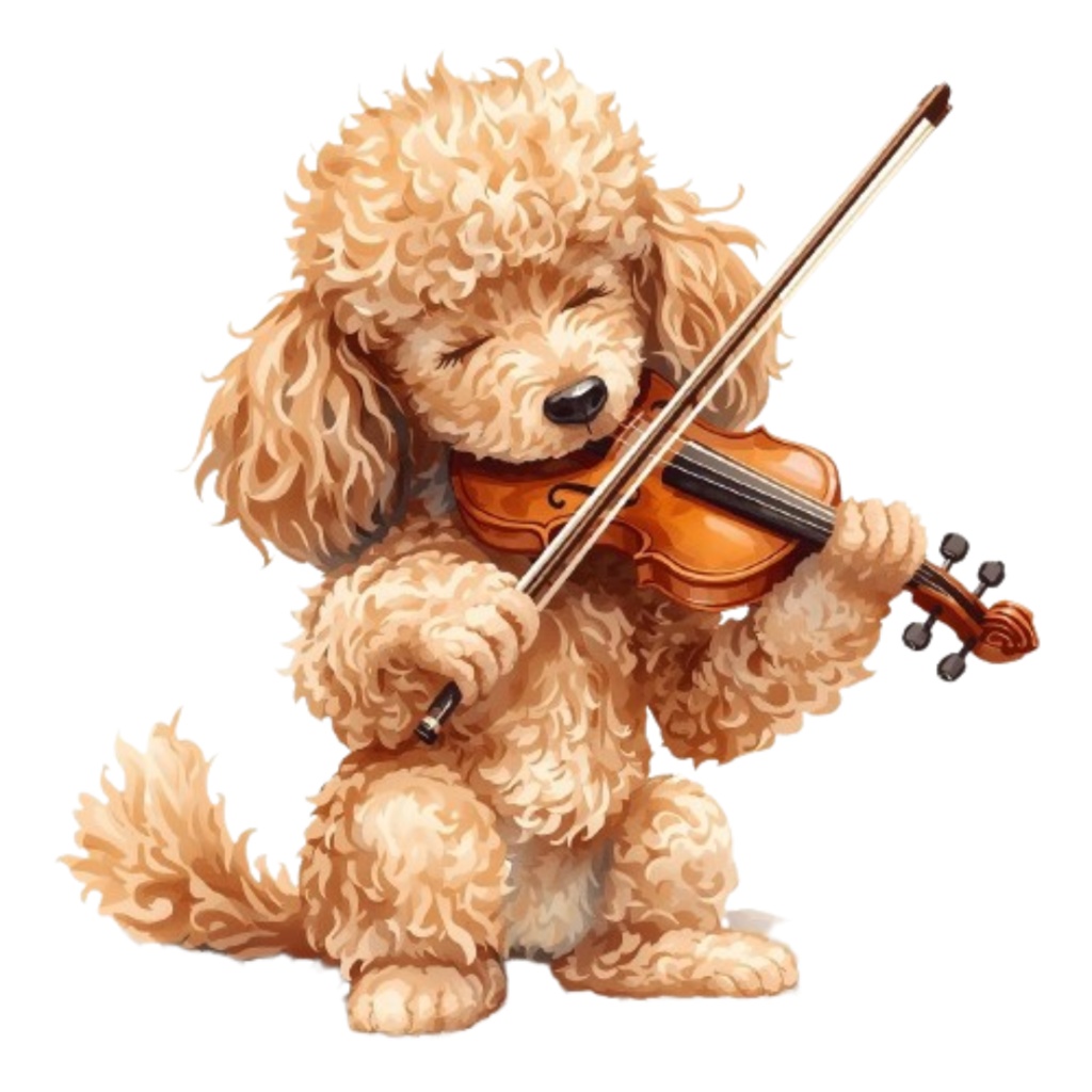 【Dogシリーズ】水彩画風ー楽器を奏でる犬たちのクリップアート20点セット│PNG背景透過