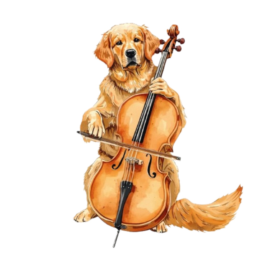 【Dogシリーズ】水彩画風ー楽器を奏でる犬たちのクリップアート20点セット│PNG背景透過