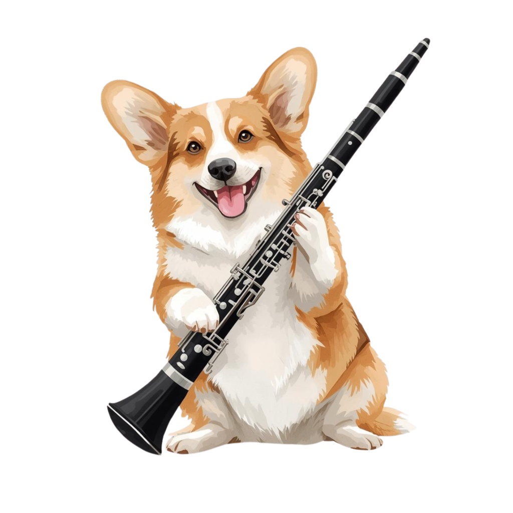 【Dogシリーズ】水彩画風ー楽器を奏でる犬たちのクリップアート20点セット│PNG背景透過