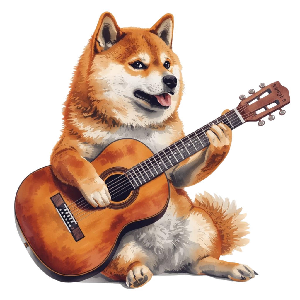 【Dogシリーズ】水彩画風ー楽器を奏でる犬たちのクリップアート20点セット│PNG背景透過