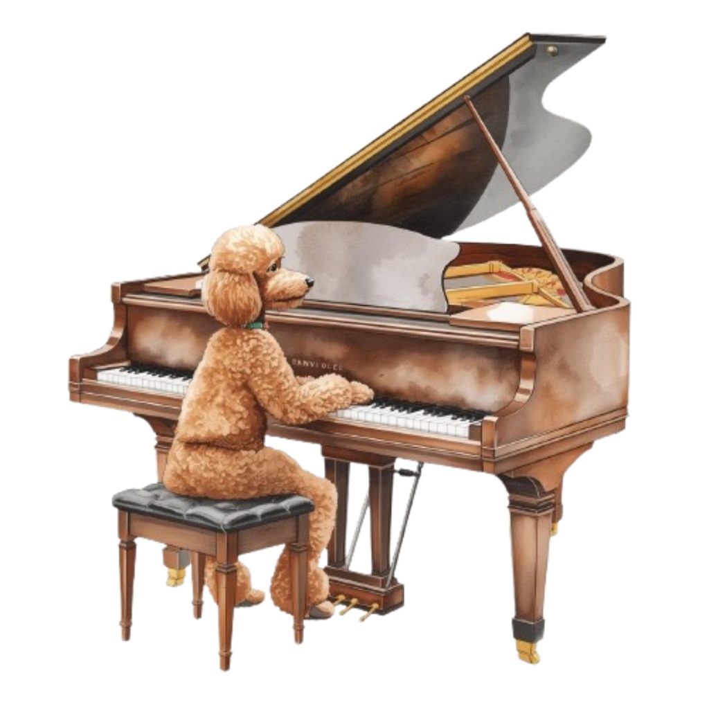 【Dogシリーズ】水彩画風ー楽器を奏でる犬たちのクリップアート20点セット│PNG背景透過