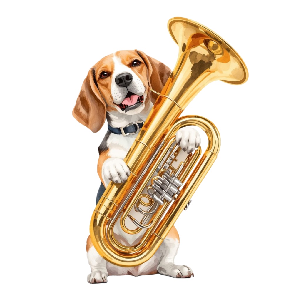 【Dogシリーズ】水彩画風ー楽器を奏でる犬たちのクリップアート20点セット│PNG背景透過