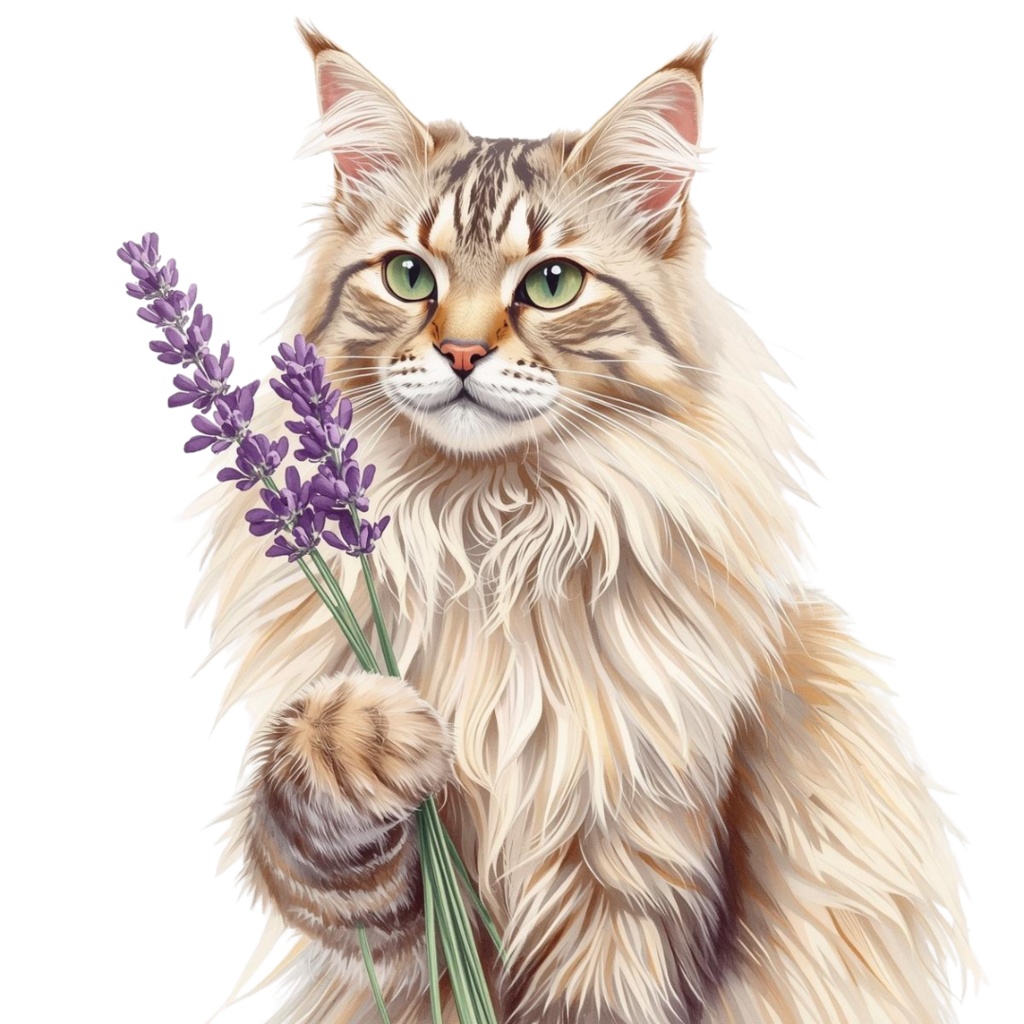 【Catシリーズ】色鉛筆画風-猫と花の癒しクリップアート20点セット│PNG背景透過