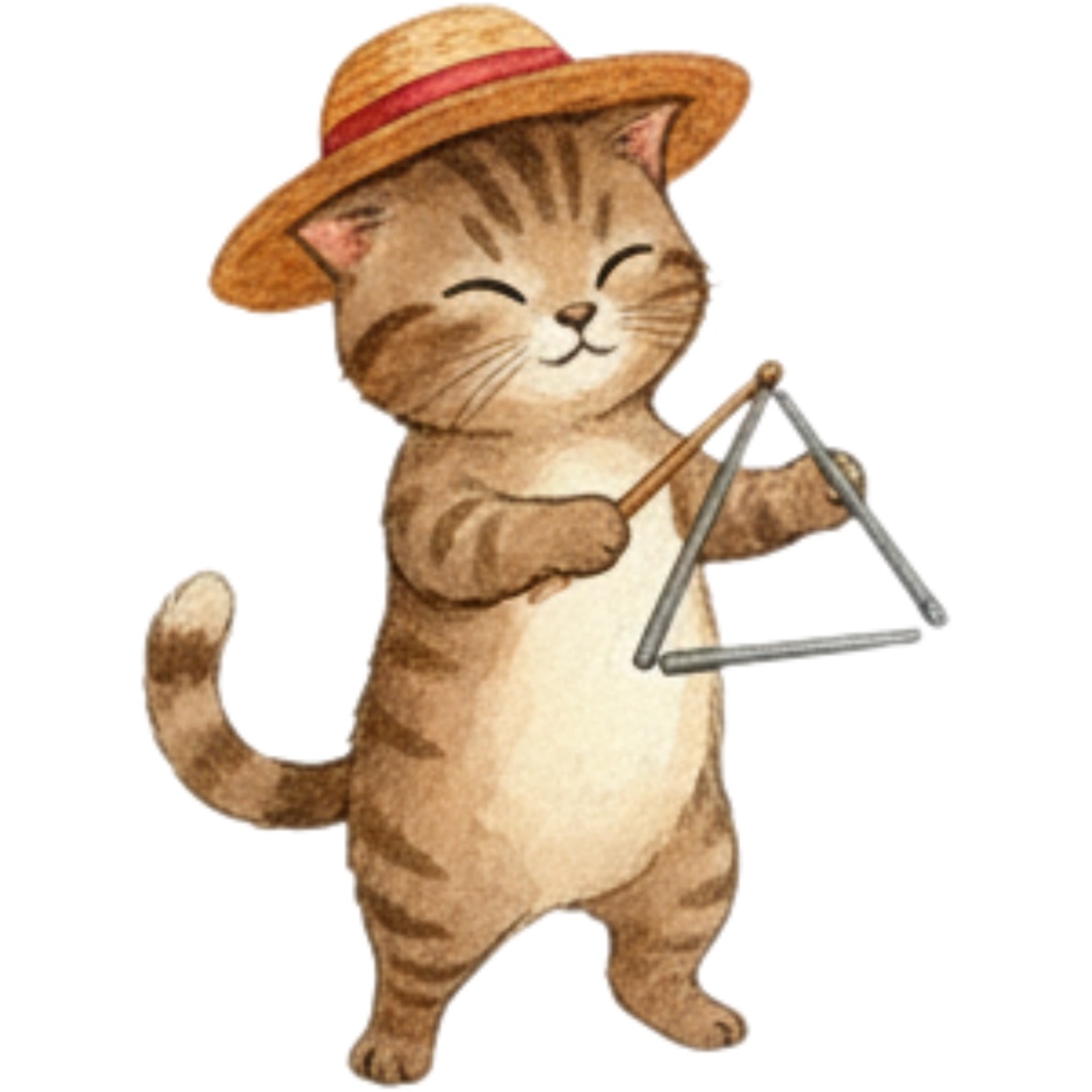 【Catシリーズ】水彩画風-楽器を奏でる猫のクリップアート24点セット│PNG背景透過