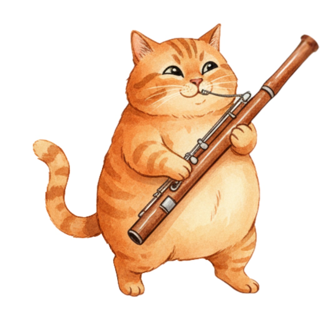 【Catシリーズ】水彩画風-楽器を奏でる猫のクリップアート24点セット│PNG背景透過