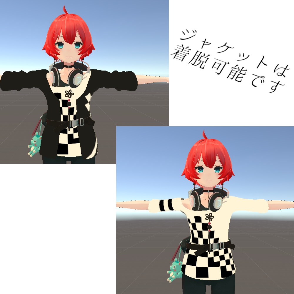 【スキニング済衣装】ワンショルダーシャツ