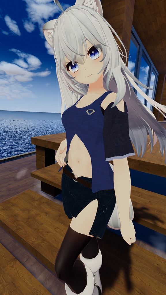 【スキニング済み衣装】タンクトップ&オフショルダージャケット