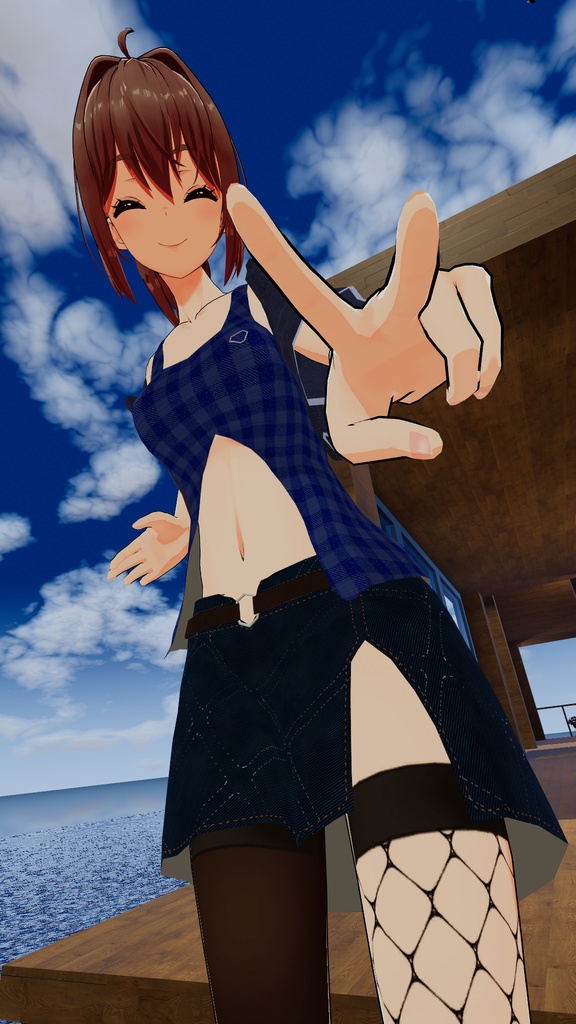 【スキニング済み衣装】タンクトップ&オフショルダージャケット