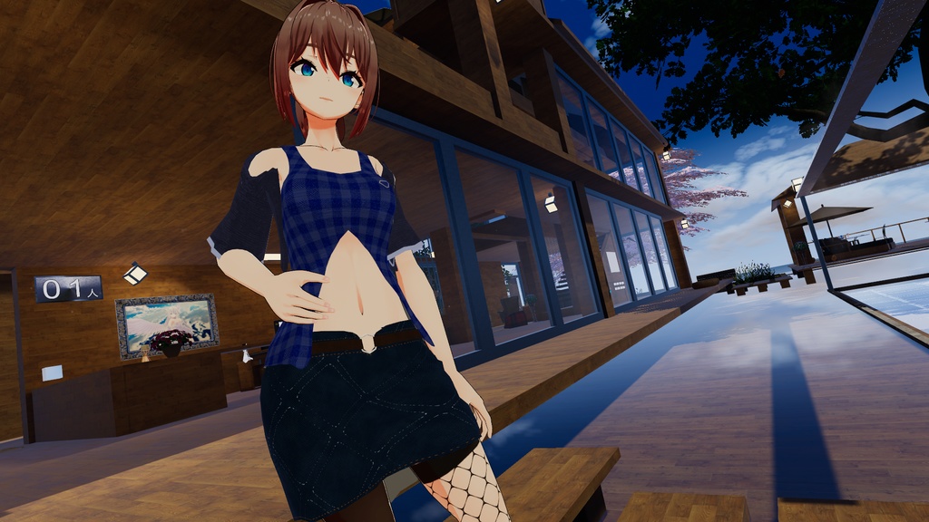 【スキニング済み衣装】タンクトップ&オフショルダージャケット