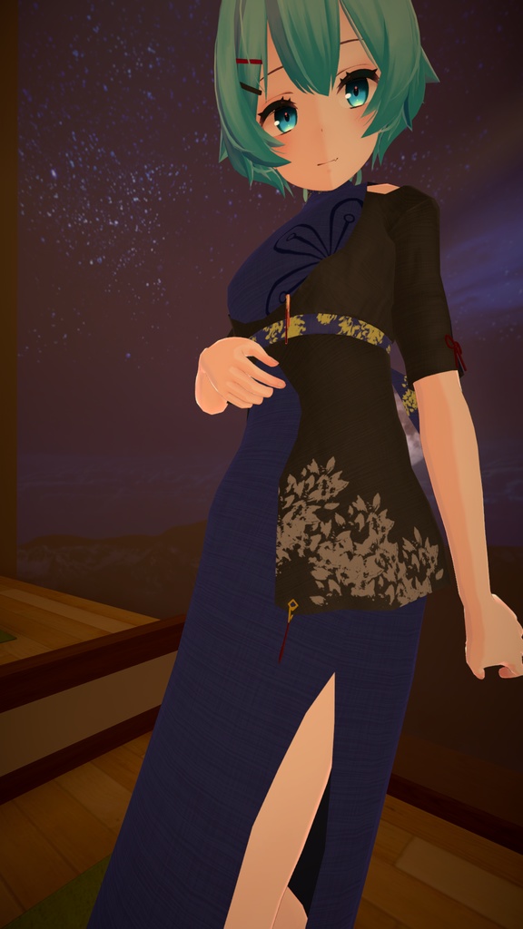 【スキニング済み衣装】中華風ワンピース